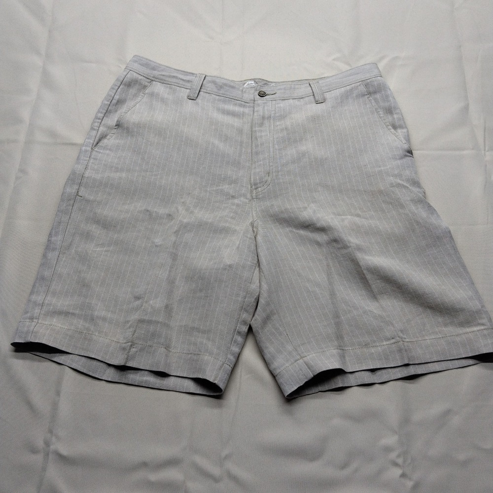 Tommy Bahama Mens Silk Linen Blend Chino Shorts Beige Cream Size 36